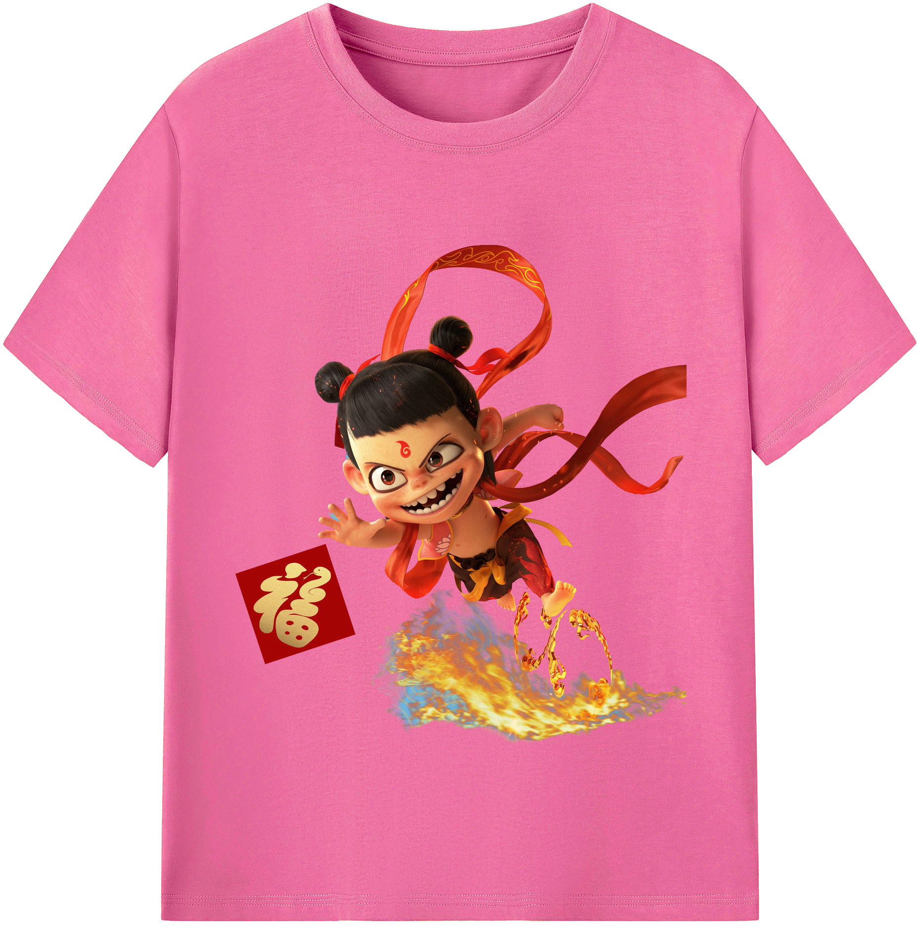 （画像用） Ne Zha 2 ナタ 魔童の大暴れ レディースカジュアルプリントTシャツ（綿100％）
